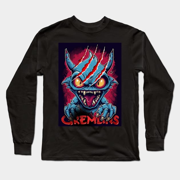 Gremlin-ghoul Artwork Long Sleeve T-Shirt by SAN ART STUDIO 